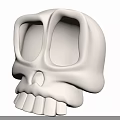 White Decorative Skull Sculpture With Blue Illuminated Eye Sockets And Detailed Teeth 3d model