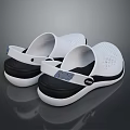 Comfortable White Perforated Casual Clogs With Black Sole And Breathable Design 3d model