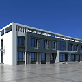 Modern Office Building Exterior With Large Glass Windows White Dark Facade And Sunshade Grille