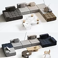 Modern Modular Sofa Coffee Table Set With Multi Color Seats And Geometric Design 3d model