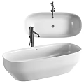 Stylish White Freestanding Bathtub With Faucet 3d model