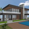 Modern Luxury Villa Homestay with Double-deck Flat Top with Pool 3d model