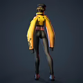 Game and Movie Character in Yellow Jacket with Black Tight Pants and Long Sleeves