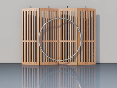 Modern Wooden Hinged Door With Vertical Slat Design And Natural Wood Finish 3d model
