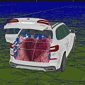 White SUV Open Trunk Filled With Red Roses Under Starry Night Sky And Green Grass