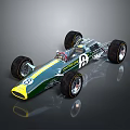 Vintage Lotus Racing Car With Green Yellow Body Number 8 And Streamlined Design