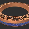 Copper Circular Weapon With Intricate Black Patterns And Blue Wave Details 3d model