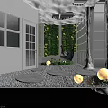 Cave Style Café Interior With White Arched Walls Wooden Tables String Lights And Pebble Floor