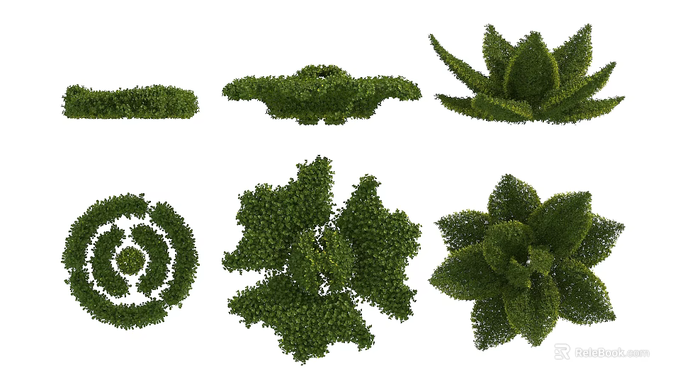 Topiary Shrubs In Various Shaped Designs For Garden Landscaping And Outdoor Decor 3d model 