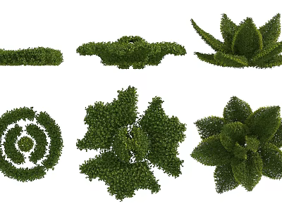 Topiary Shrubs In Various Shaped Designs For Garden Landscaping And Outdoor Decor 3d model