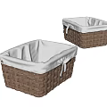 Two Wicker Storage Baskets With White Fabric Liners For Home Organization
