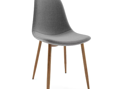 Gray Fabric Upholstered Accent Chair With Wooden Legs Modern Simple Design 3d model