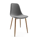 Gray Fabric Upholstered Accent Chair With Wooden Legs Modern Simple Design