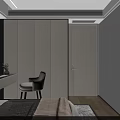 Modern Living Dining Room Interior With Beige Sofa Brown Armchair And City View Window