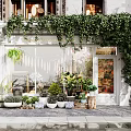 Lush Ivy Covered Storefront With Glass Windows Indoor Plants And Potted Entrance Plants