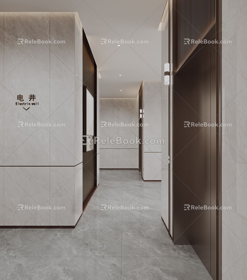 Modern Elevator Hall Public Area 3d model