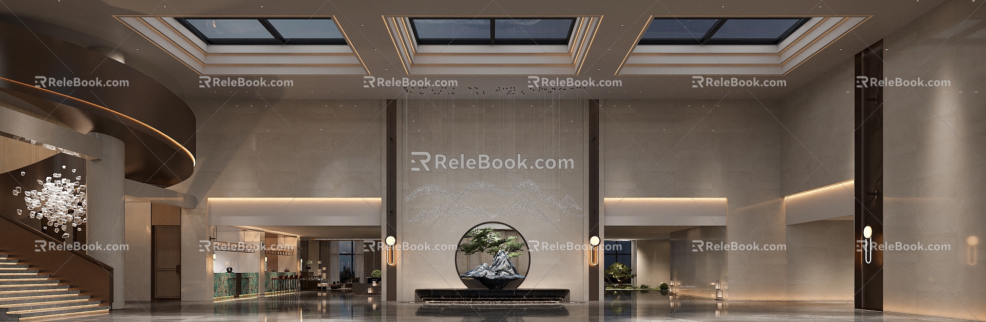 New Chinese Lobby Hotel Lobby 3d model