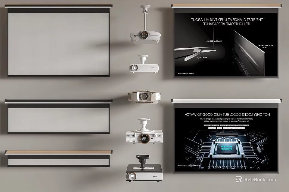 Projection Monitoring System With Different Types Of Projectors And Screens 3d model 