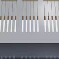 Modern Hinged Door Design With Hanging Slender Elements And Glass Panels