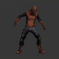 Detailed 3D Character Design With Red Helmet Vest Knee Pads Gray Pants And Red Boots