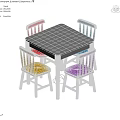 White Wooden Children's Table With Colorful Chairs For Kids Room Play Space