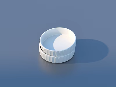 White Ceramic Stacked Bowls With Ribbed Design For Daily Household Use 3d model