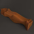 Artistic Wooden Public Chair With Wavy Layered Structure And Modern Design