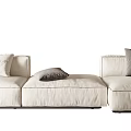 Modern White Sectional Multi Seater Sofa With Soft Gray White Pillows And Modular Design 3d model
