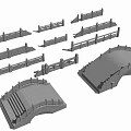 Bridge 3D Models in Various Different Styles with Stone Railings 3d model