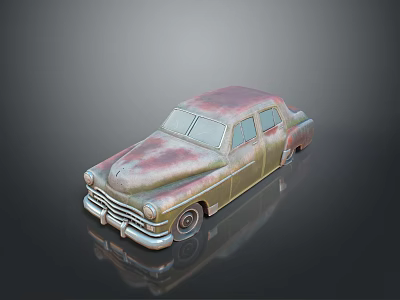Vintage Rusty Classic Car with Pink Beige Patina and Retro Design 3d model