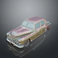 Vintage Rusty Classic Car with Pink Beige Patina and Retro Design