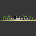 Circular Plaza Design With Central Fountain Trees Benches And People Gathering