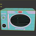 Turquoise Blue Retro Style Microwave Oven With Silver Trim Round Dial And Digital Display Panel