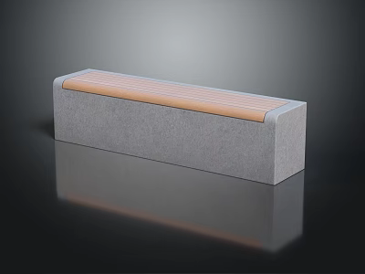 Natural Scene Outdoor Bench With Gray Concrete Base And Brown Striped Seat 3d model