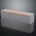 Natural Scene Outdoor Bench With Gray Concrete Base And Brown Striped Seat
