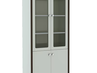 Modern Wine Cabinet With Glass Doors And Dark Frame Storage Design 3d model