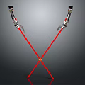 Red Ski Poles Crossed Design With Black And Silver Components