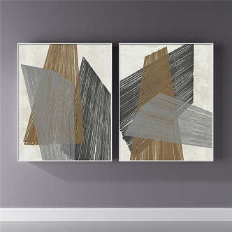 Modern abstract painting simple brown living room abstract decorative painting 3d model