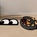 Shaped Rugs With Cartoon Eye Design And Flame Pattern Fire Element 3d model