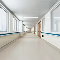 Clean Hospital Room Interior With Two Beds White Walls Green Stripe And Wooden Doors