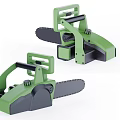 Green Industrial Chainsaw With Black Ergonomic Handle Sharp Steel Chain And Functional Design