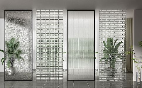 Modern glass brick glass brick screen partition 3d model