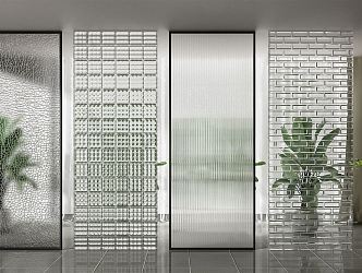 Modern glass brick glass brick screen partition 3d model