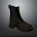 Brown And Black Chelsea Boots With Suede Material Thick Sole And Pull Tab 3d model
