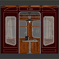 Detailed Train Compartment Interior With Red Exterior Beds Windows And Wooden Floor