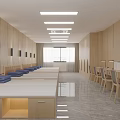 Spacious Apartment Featuring Rows Of Beds Blue Mats Desks Chairs Wooden Walls And Strip Lights