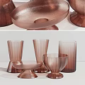 Modern Ceramic Vessels With Rose Gold Finish And Fluted Design For Home Interior Decor