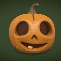 Carved Vegetable Pumpkin with Smiling Face Eyes Nose and Mouth Decorative Design