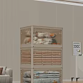 Modern Stackable Storage Lockers With Rattan Doors And Decorative Accents In Light Tones