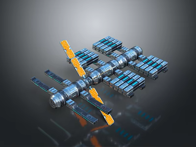 Advanced Space Station Equipment With Modular Components Solar Panels And Metallic Structure 3d model